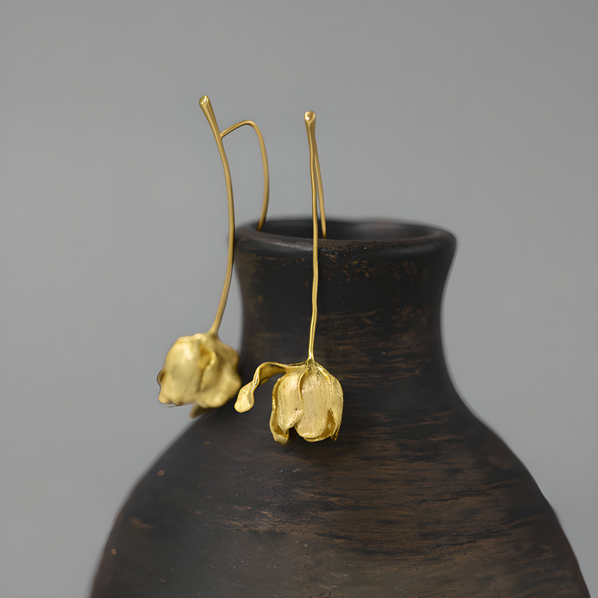 Tulip Flower Artistic Earrings S925 Sterling Silver