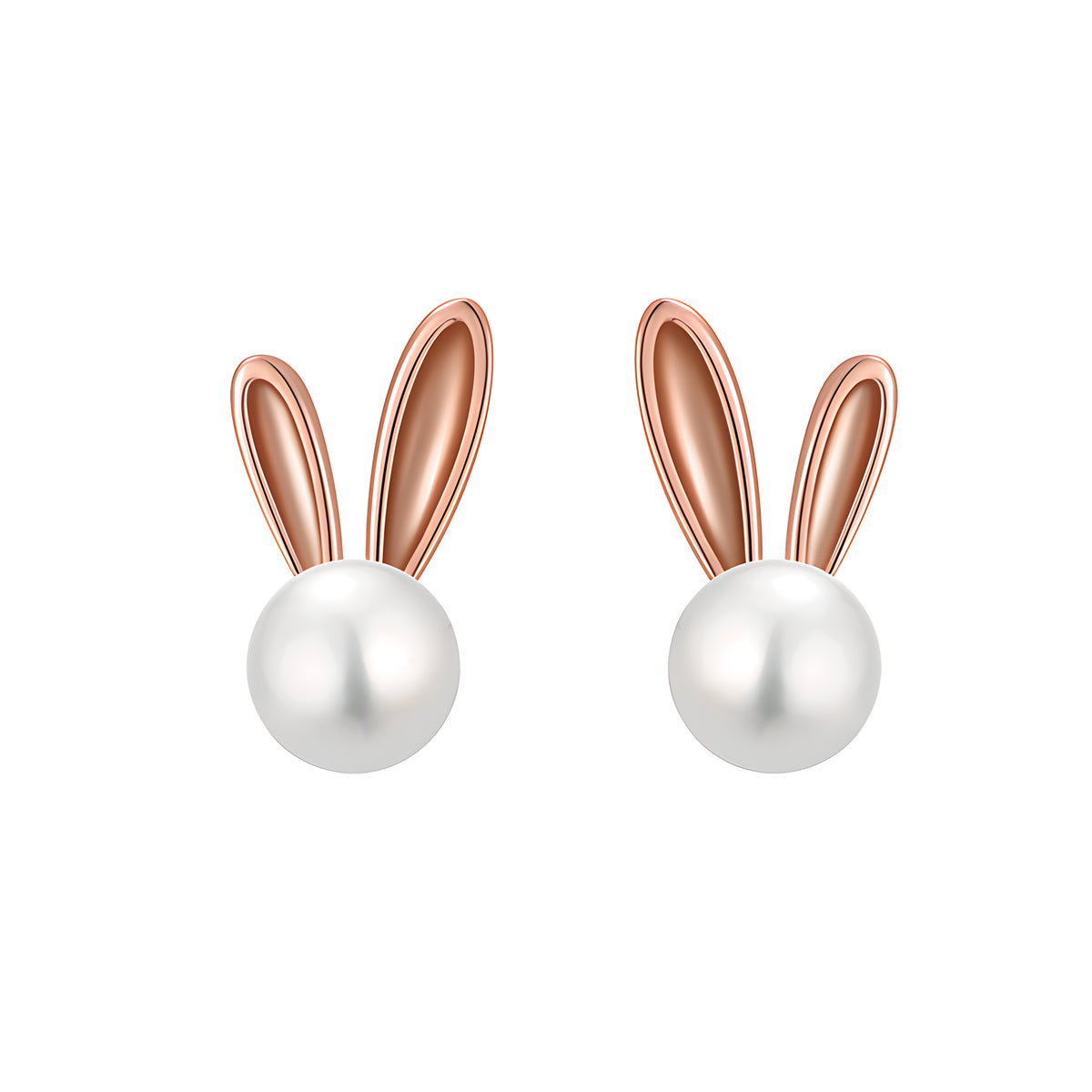S925 Sterling Silver Cute Rabbit Pearl Stud Earrings