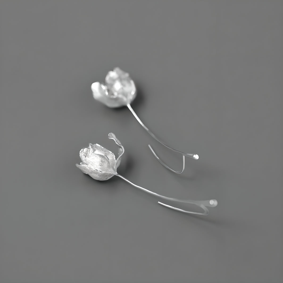 Tulip Flower Artistic Earrings S925 Sterling Silver