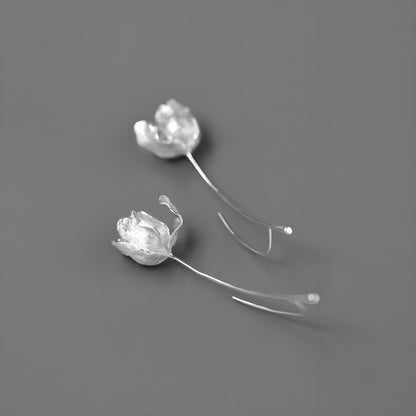 Tulip Flower Artistic Earrings S925 Sterling Silver