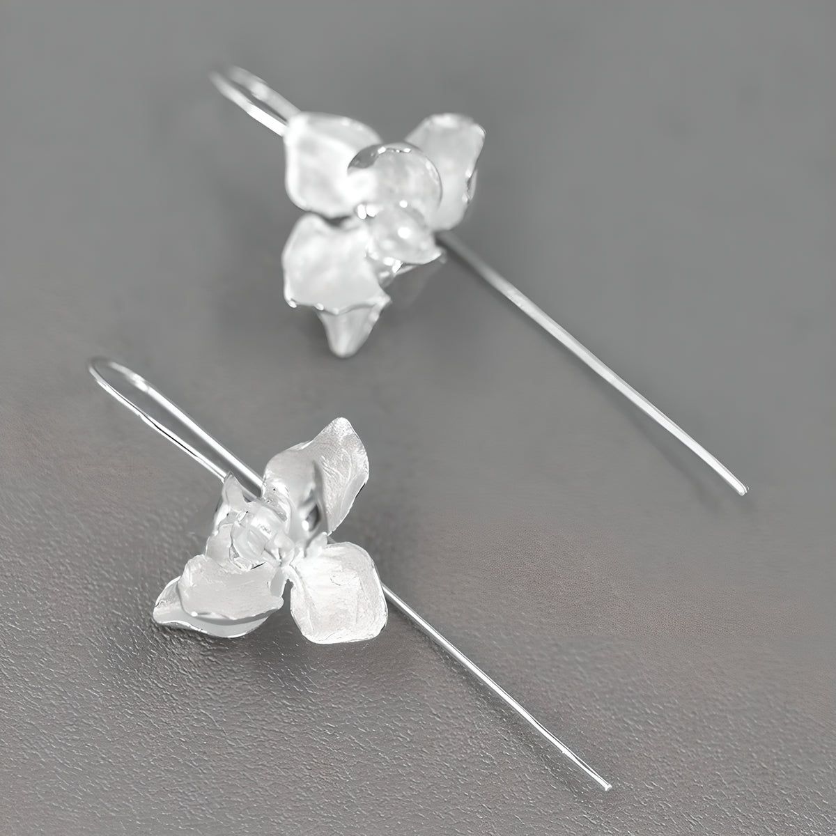 Butterfly and Orchid S925 Sterling Silver Literary Vintage Floral Earrings