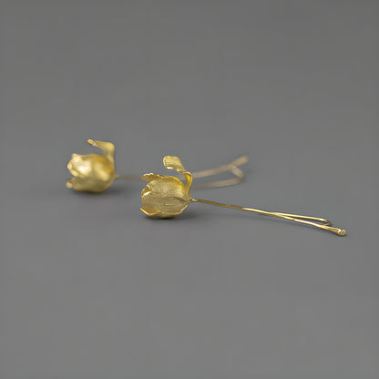 Tulip Flower Artistic Earrings S925 Sterling Silver