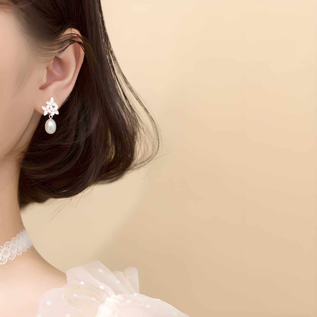 S925 Silver Clover Flower Stud Earrings Korean Sweet Fresh Style