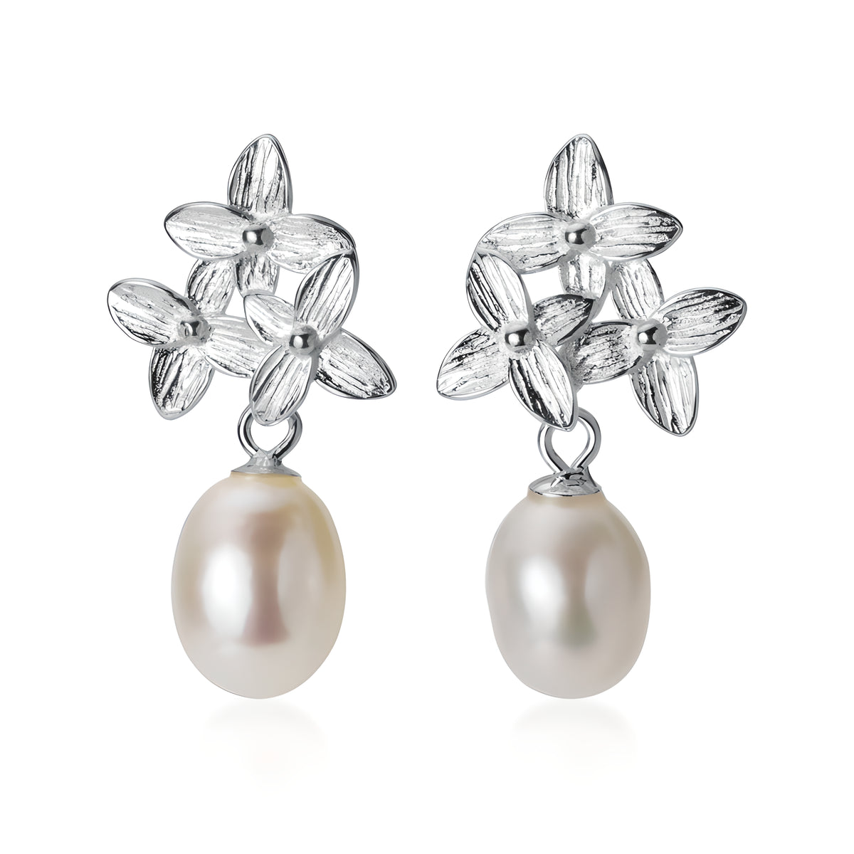 S925 Silver Clover Flower Stud Earrings Korean Sweet Fresh Style