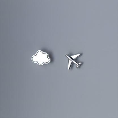 S925 Silver Delicate Cloud Airplane Stud Earrings