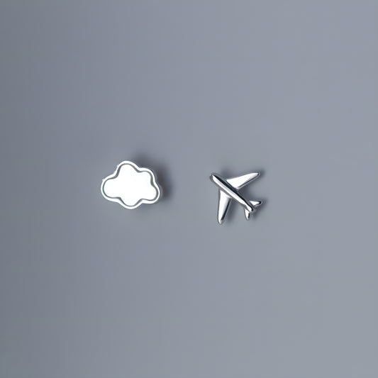 S925 Silver Delicate Cloud Airplane Stud Earrings