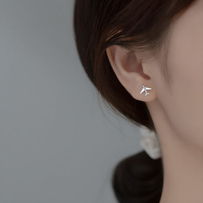 S925 Silver Delicate Cloud Airplane Stud Earrings