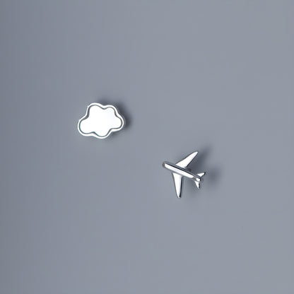 S925 Silver Delicate Cloud Airplane Stud Earrings