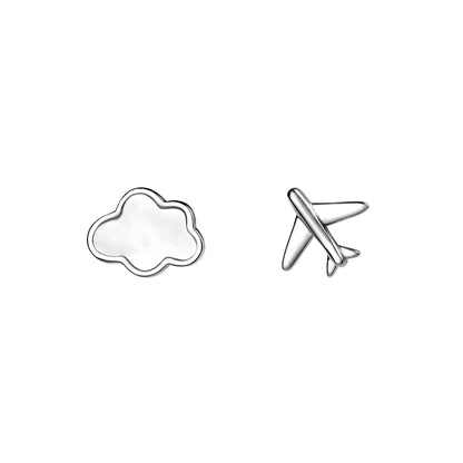 S925 Silver Delicate Cloud Airplane Stud Earrings