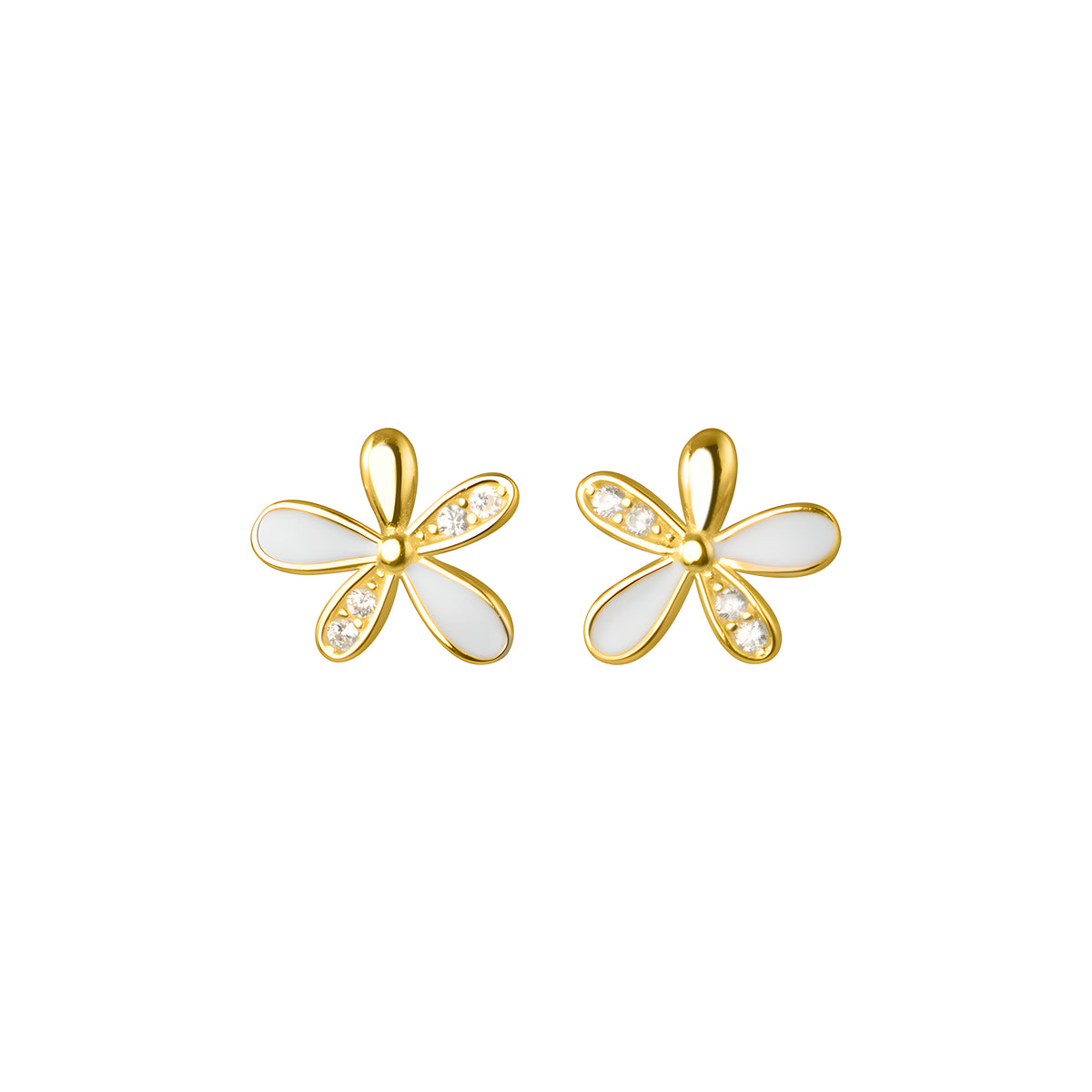 S925 Silver Five-Petal Flower Stud Earrings with Zircon