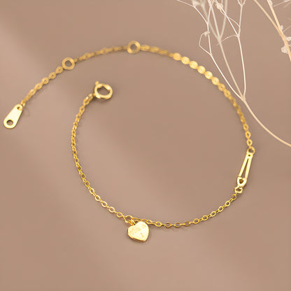 S925 Silver Heart-Shaped 'You and Me' Pin Bracelet