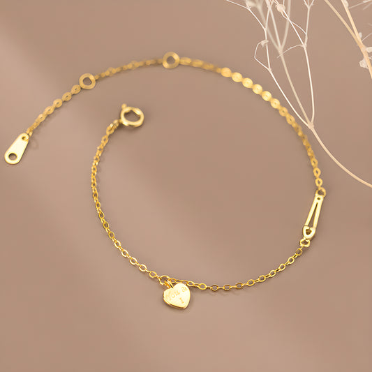 S925 Silver Heart-Shaped 'You and Me' Pin Bracelet