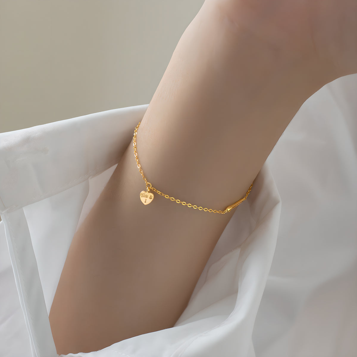 S925 Silver Heart-Shaped 'You and Me' Pin Bracelet