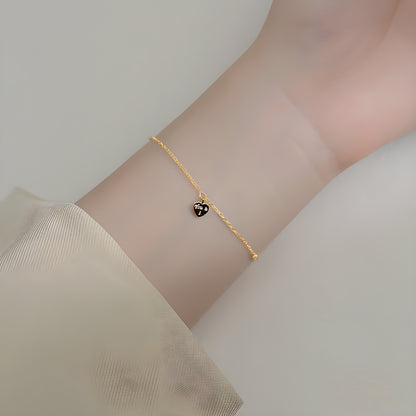 S925 Silver Heart-Shaped 'You and Me' Pin Bracelet