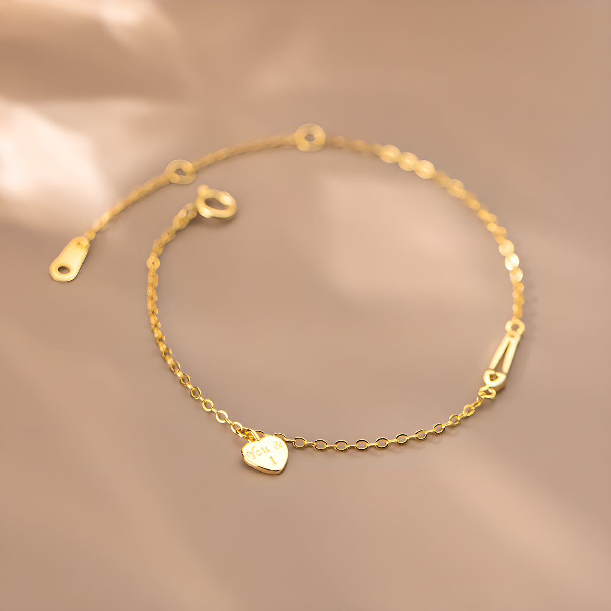 S925 Silver Heart-Shaped 'You and Me' Pin Bracelet