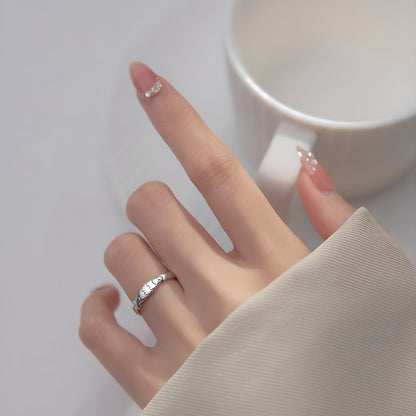 S925 Silver Little Fish Adjustable Open Ring Korean Style