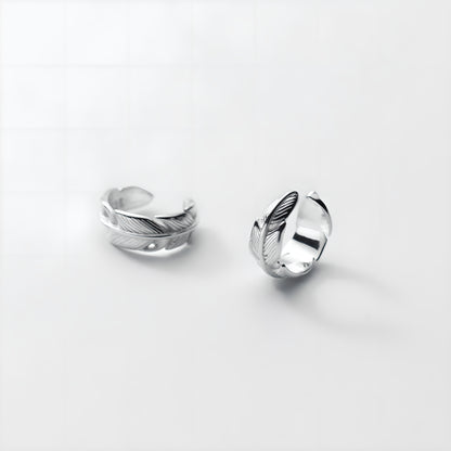 S925 Silver Retro Feather Clip-On Ear Cuff Unisex