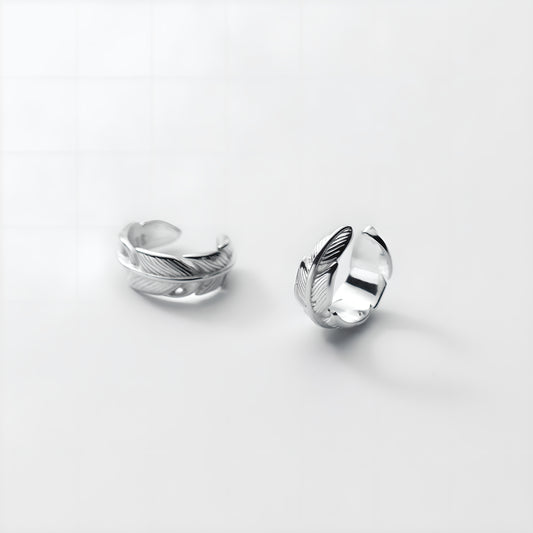 S925 Silver Retro Feather Clip-On Ear Cuff Unisex