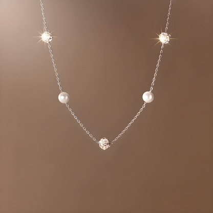 S925 Silver Round Spacer Bead Necklace Elegant Simple Collarbone Chain