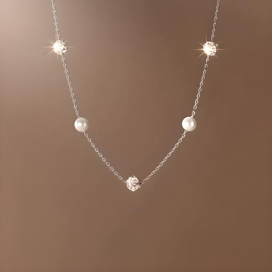 S925 Silver Round Spacer Bead Necklace Elegant Simple Collarbone Chain