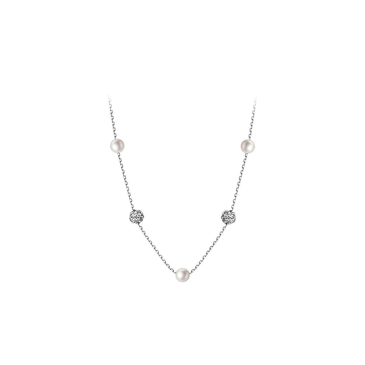 S925 Silver Round Spacer Bead Necklace Elegant Simple Collarbone Chain