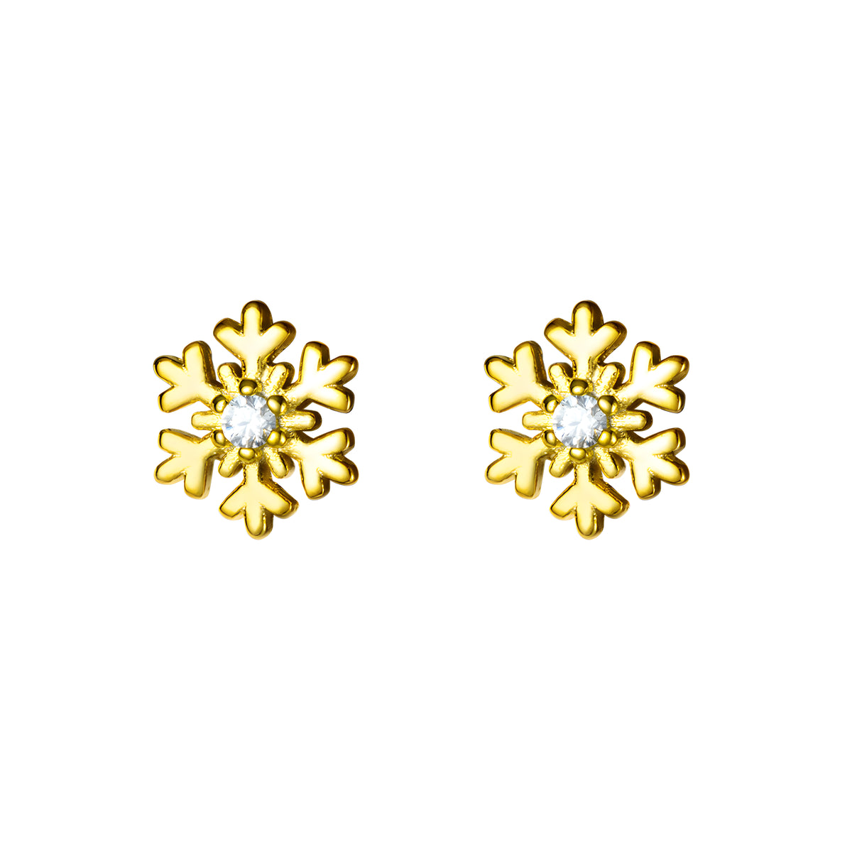 S925 Silver Snowflake Screw Back Stud Earrings with Single Zircon