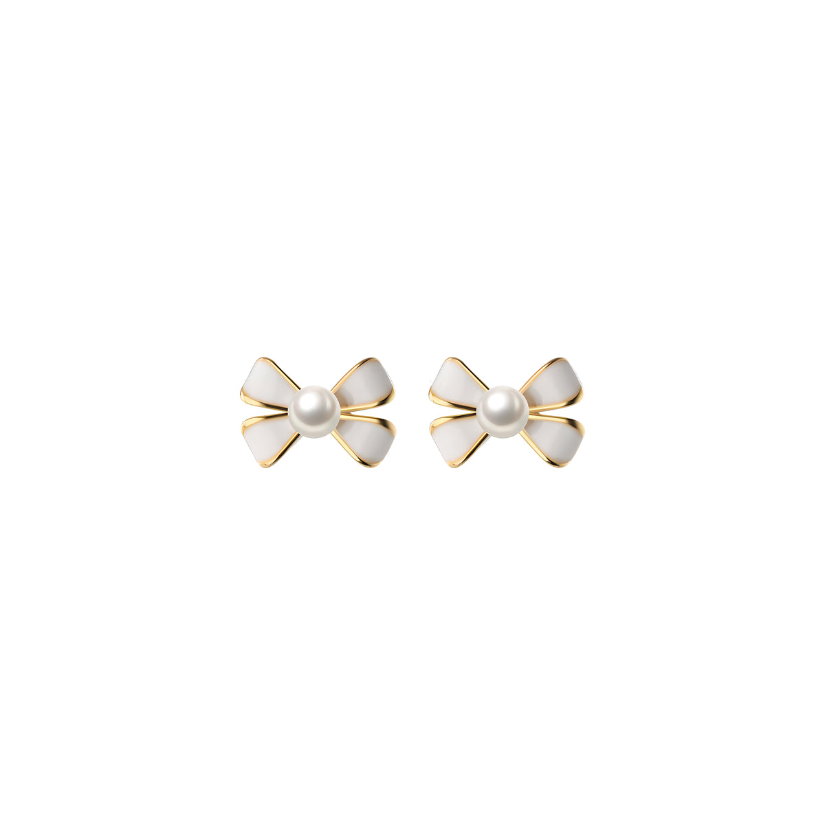 S925 Sterling Silver Bow Stud Earrings with Synthetic Pearls