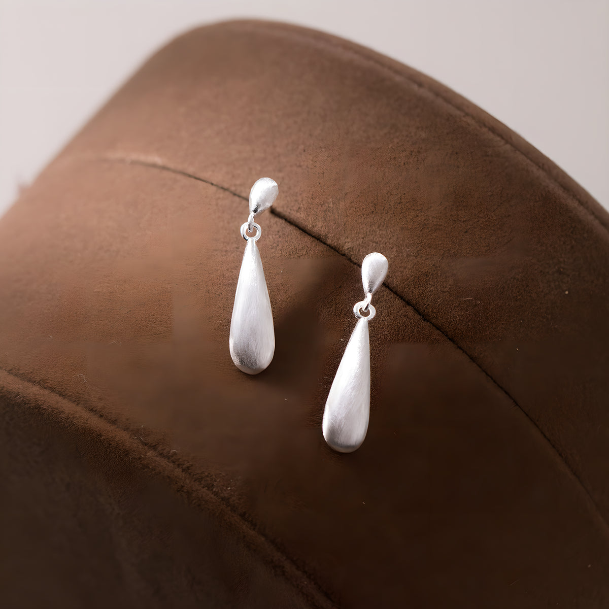 S925 Sterling Silver Brushed Teardrop Earrings