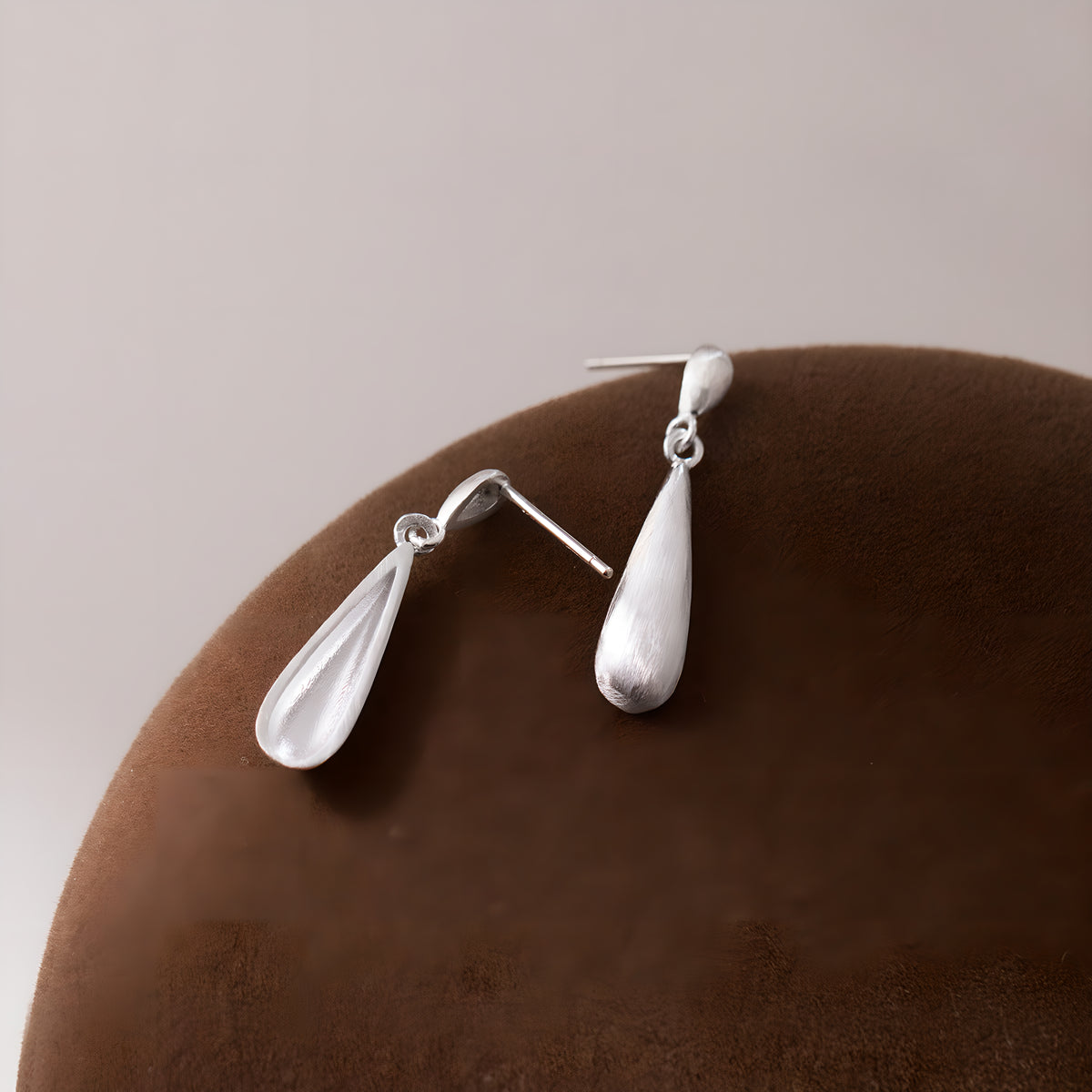S925 Sterling Silver Brushed Teardrop Earrings