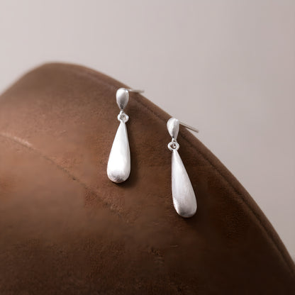 S925 Sterling Silver Brushed Teardrop Earrings