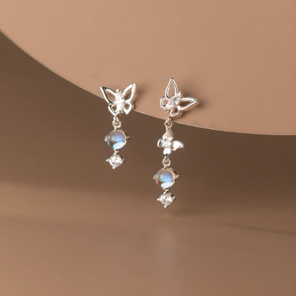 S925 Sterling Silver Butterfly Bow Earrings Fresh Design Women's Jewelry