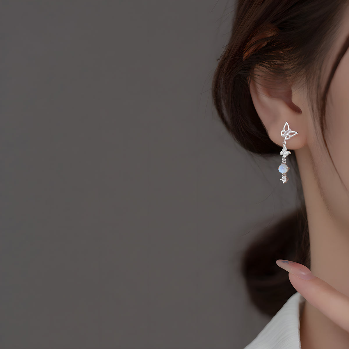 S925 Sterling Silver Butterfly Bow Earrings Fresh Design Women's Jewelry