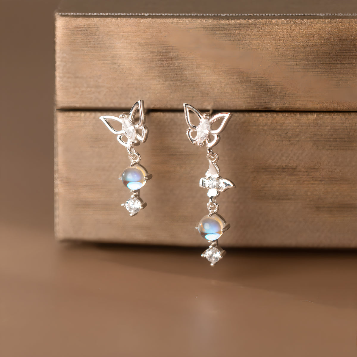 S925 Sterling Silver Butterfly Bow Earrings Fresh Design Women's Jewelry