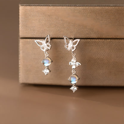 S925 Sterling Silver Butterfly Bow Earrings Fresh Design Women's Jewelry