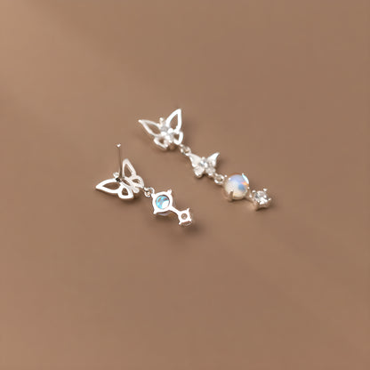 S925 Sterling Silver Butterfly Bow Earrings Fresh Design Women's Jewelry