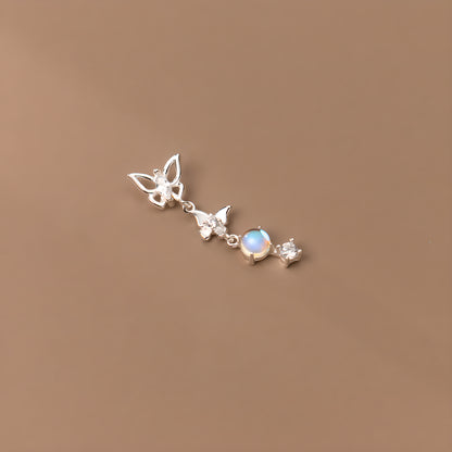 S925 Sterling Silver Butterfly Bow Earrings Fresh Design Women's Jewelry