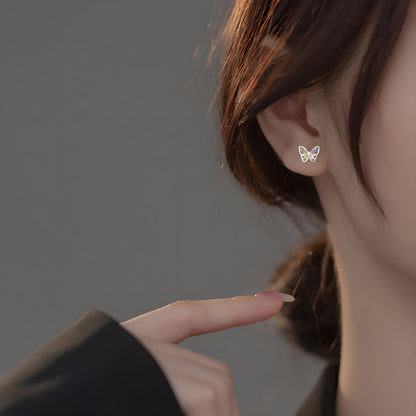 S925 Sterling Silver Butterfly Bow Stud Earrings Korean Style