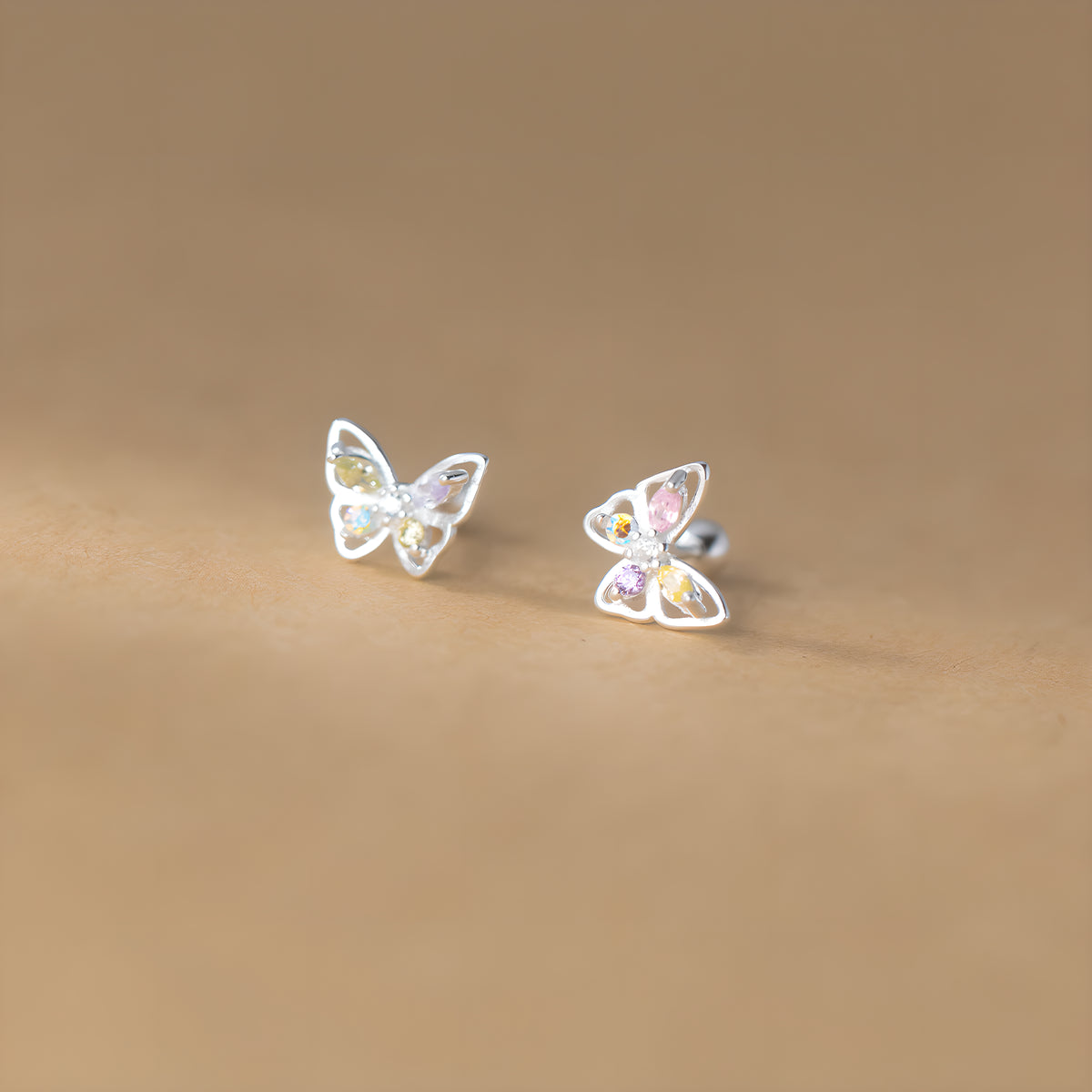 S925 Sterling Silver Butterfly Bow Stud Earrings Korean Style