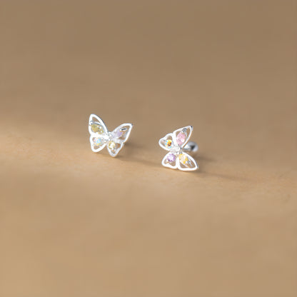 S925 Sterling Silver Butterfly Bow Stud Earrings Korean Style