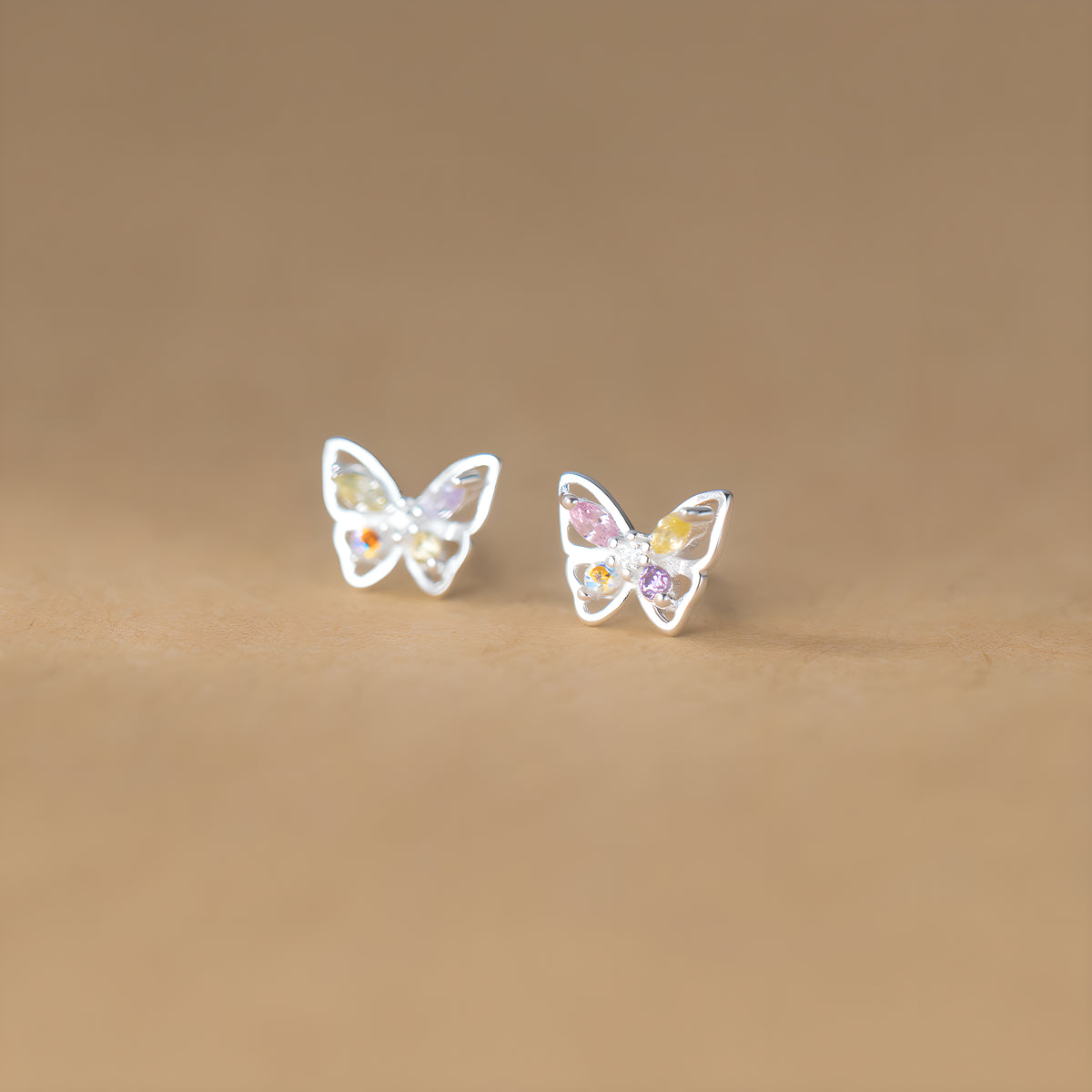 S925 Sterling Silver Butterfly Bow Stud Earrings Korean Style
