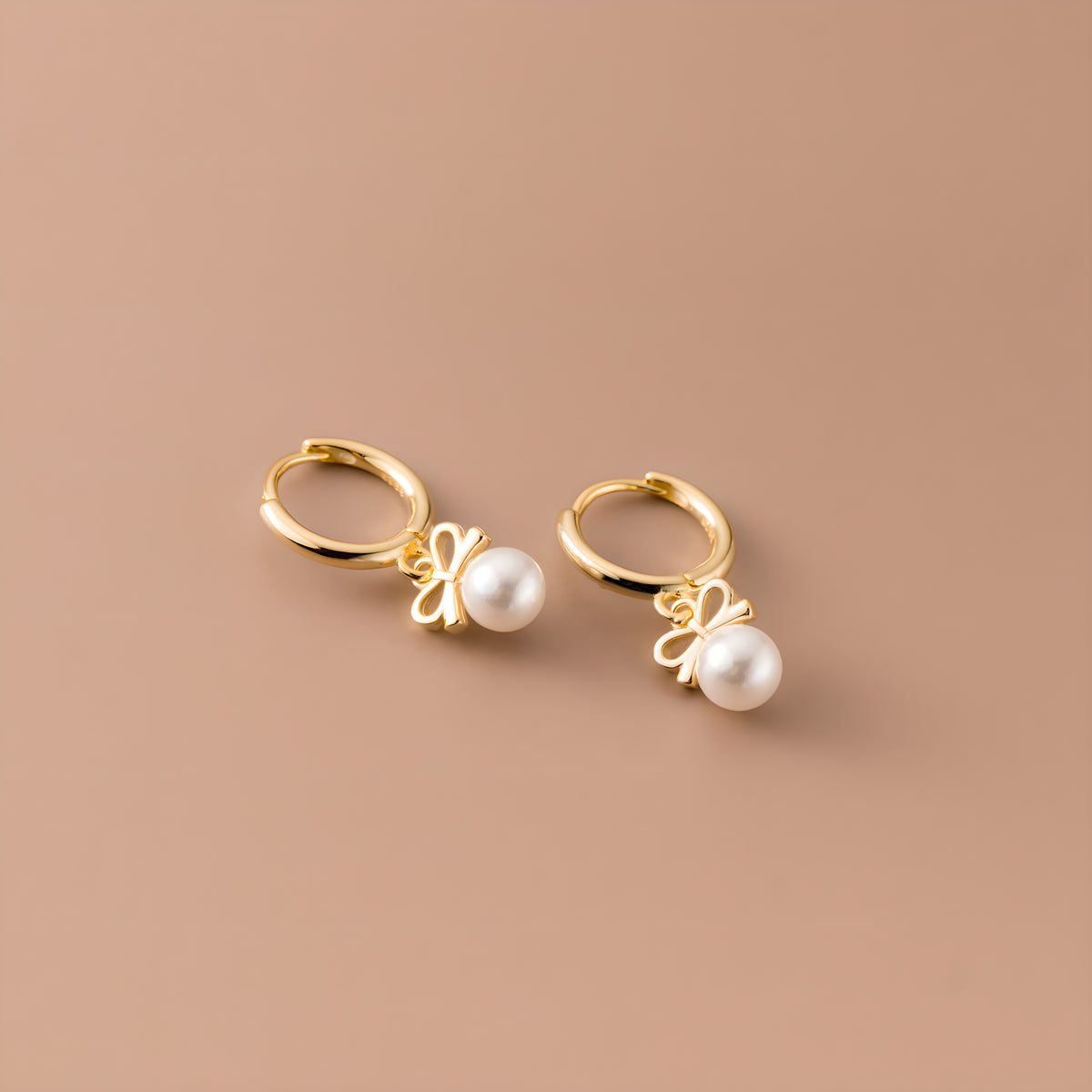 S925 Sterling Silver Butterfly Bow Synthetic Pearl Earrings Korean Style Minimalist