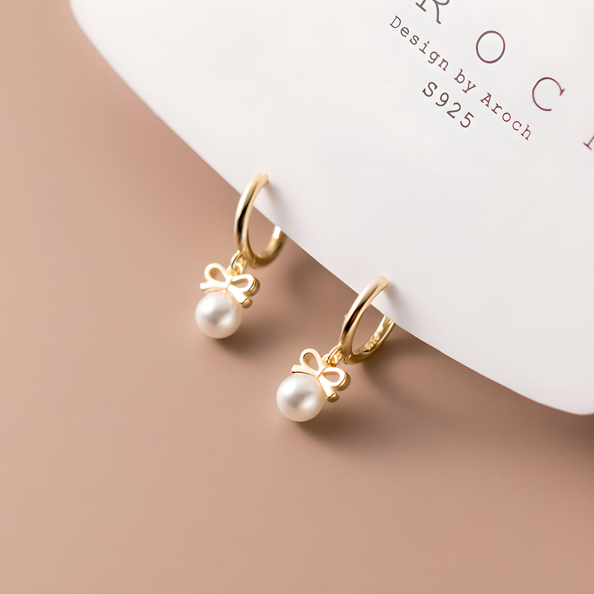 S925 Sterling Silver Butterfly Bow Synthetic Pearl Earrings Korean Style Minimalist