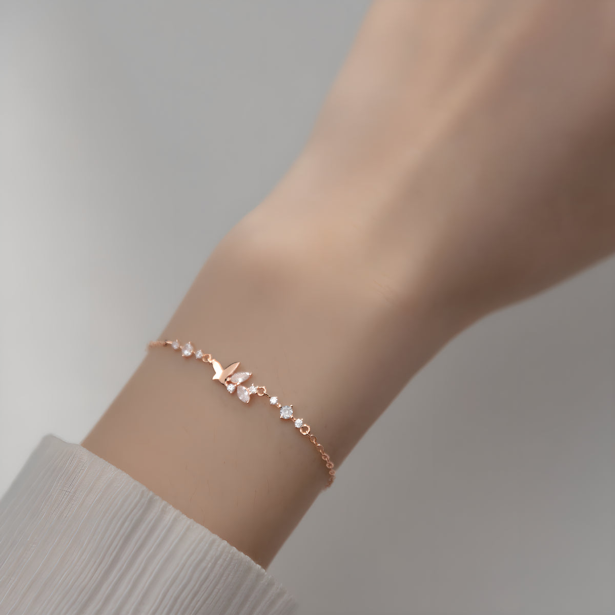 S925 Sterling Silver Butterfly CZ Bracelet