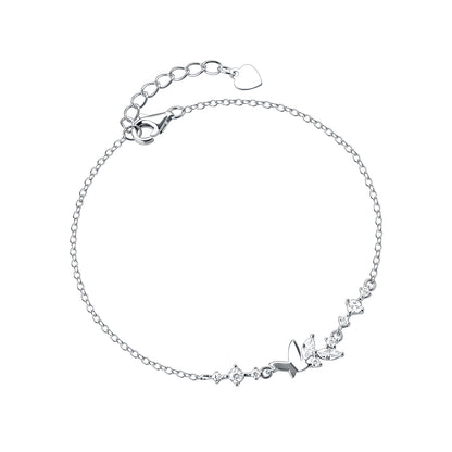 S925 Sterling Silver Butterfly CZ Bracelet