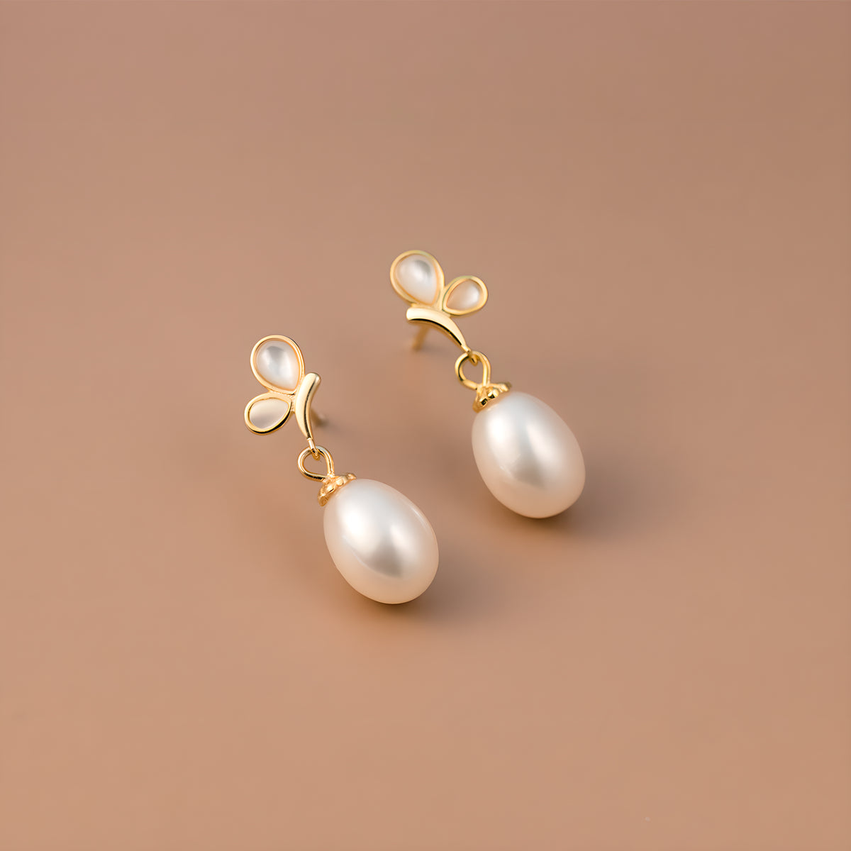 S925 Sterling Silver Butterfly Pearl Teardrop Earrings