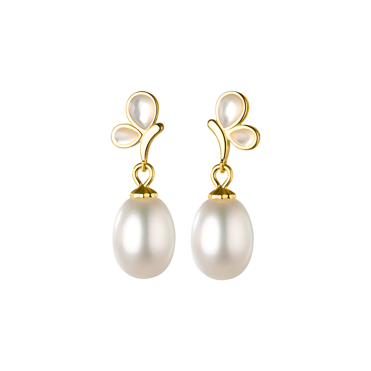 S925 Sterling Silver Butterfly Pearl Teardrop Earrings