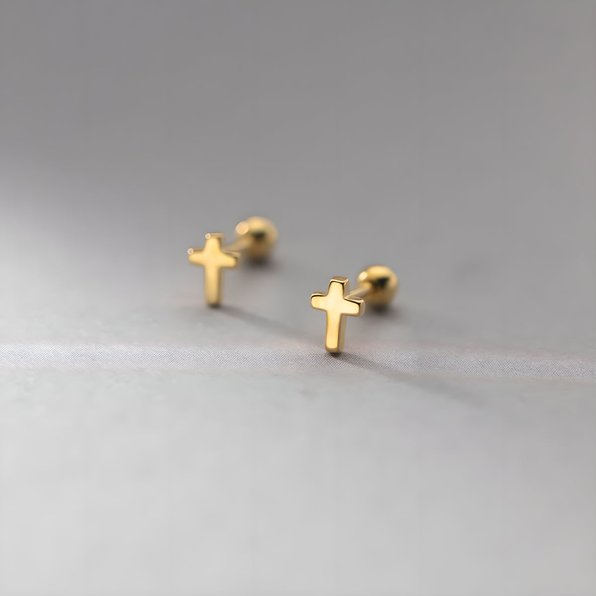 S925 Sterling Silver Cross Screw Back Stud Earrings