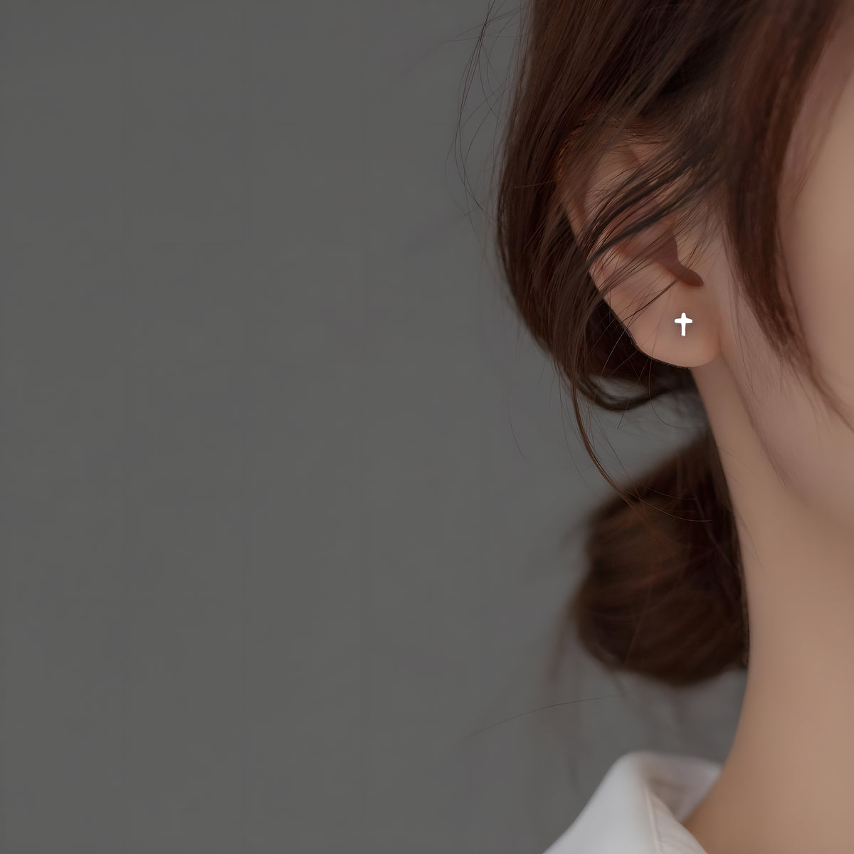 S925 Sterling Silver Cross Screw Back Stud Earrings