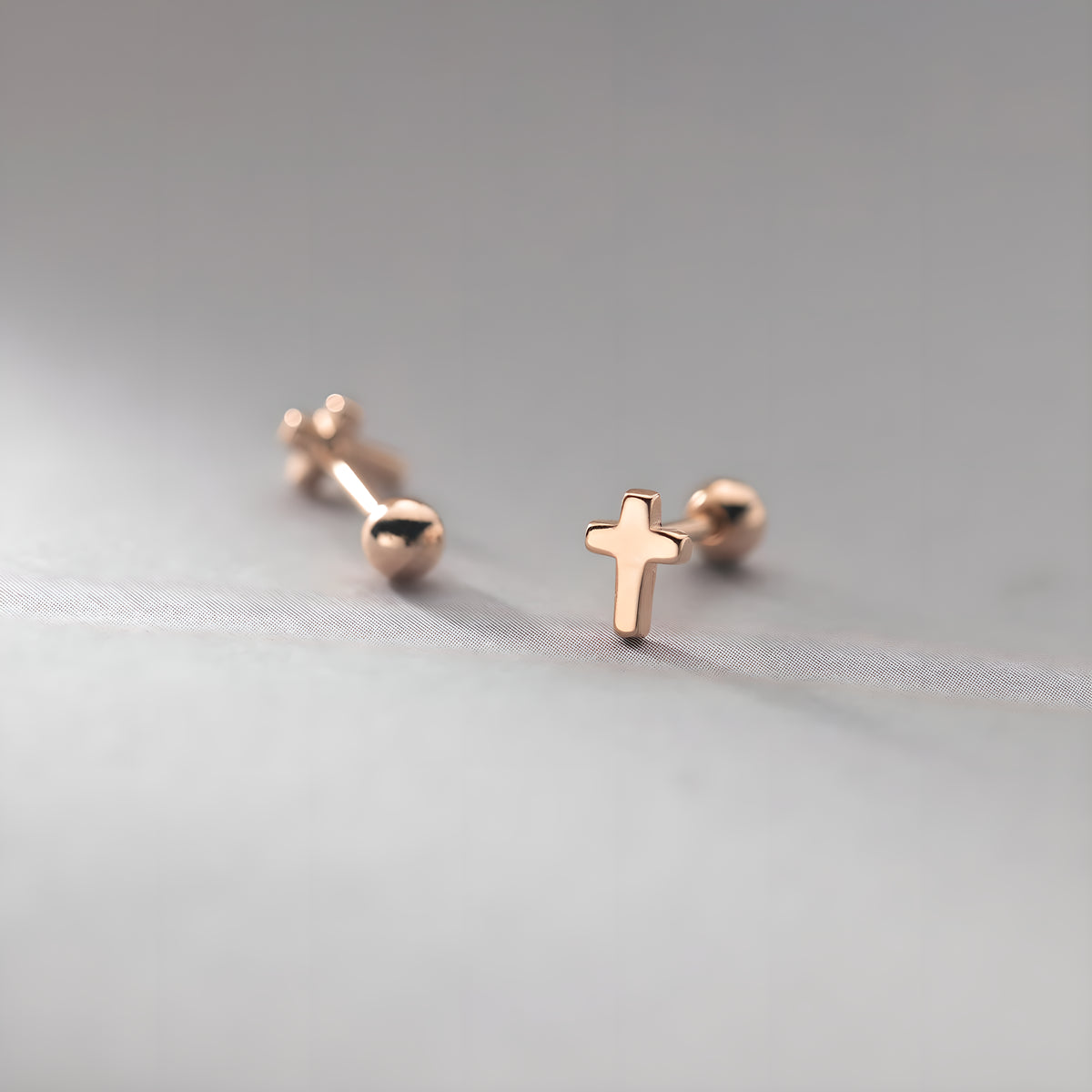S925 Sterling Silver Cross Screw Back Stud Earrings