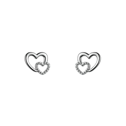 S925 Sterling Silver Delicate Heart Light Bead Stud Earrings Korean Style